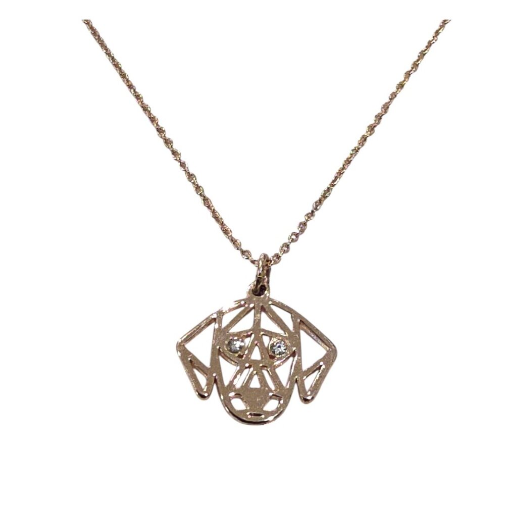 LC Lauren Conrad Rose Gold Plated Cubic Zirconia Dog Pendant Necklace NWT